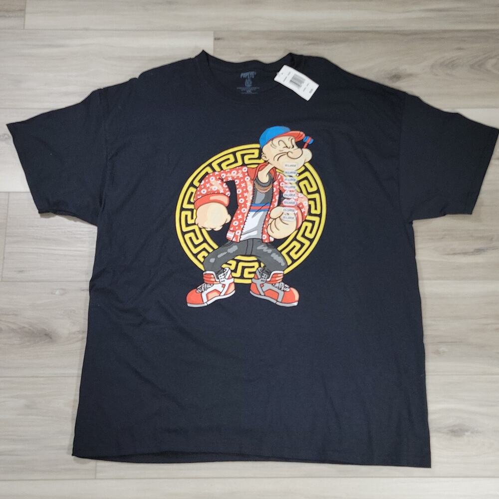Popeye T-Shirt Men's 2XL Black short Sleeve Graphic New